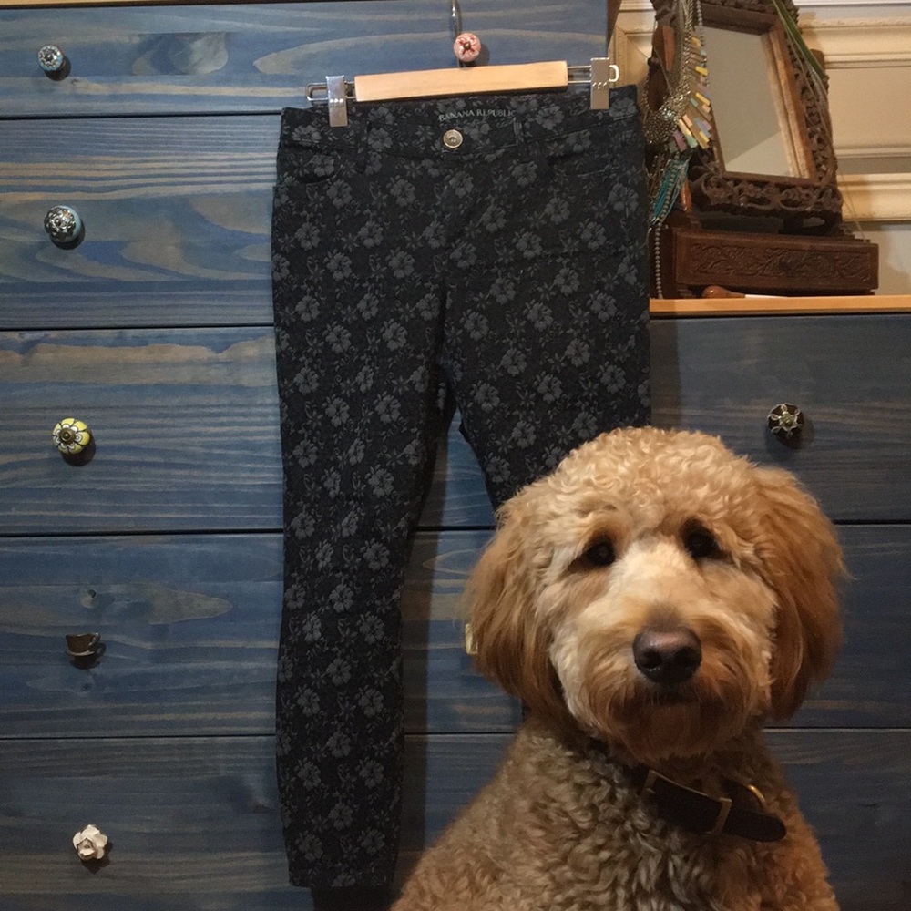 Banana Republic printed black crop skinny jeans